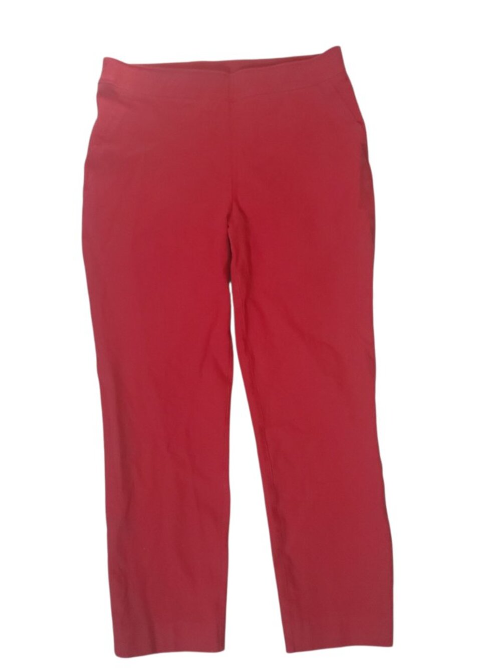 SPANX Red Cropped Pants Womens Large Pull On Stretch Slim Ankle Casual Work